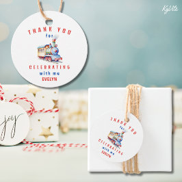 Bewerkbaar treinavontuur 2e verjaardag dank u bedankjes labels