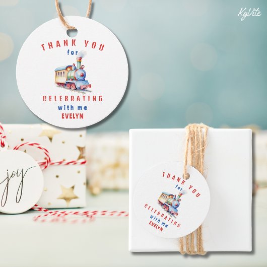 Bewerkbaar treinavontuur 2e verjaardag dank u bedankjes labels