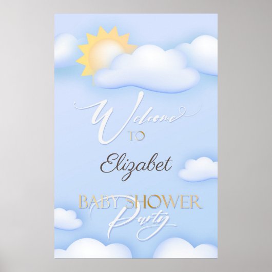Bewerkbaar troebel Baby shower Welkomstteken. Poster (Voorkant)