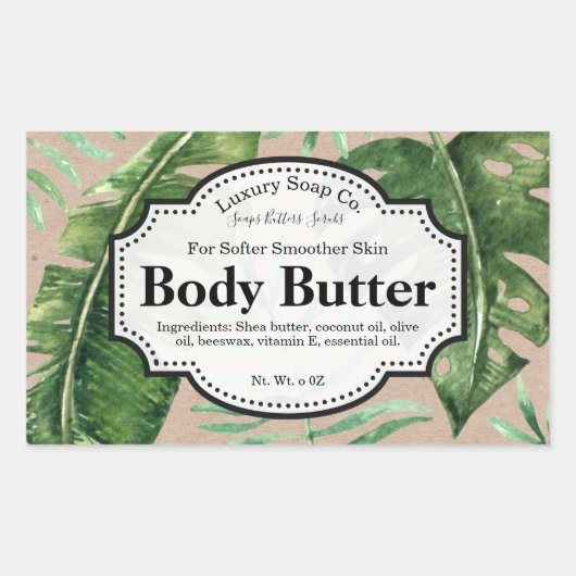 Bewerkbaar Tropical Kraft Body Butter Label (Voorkant)