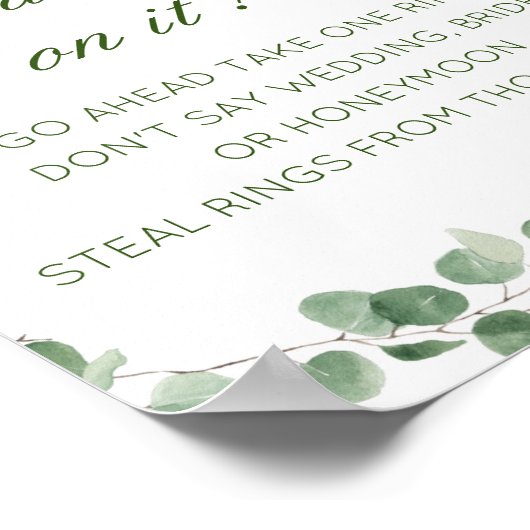 Bewerkbaar 'Trouwring Bridal Shower Spel Poster (Hoek)