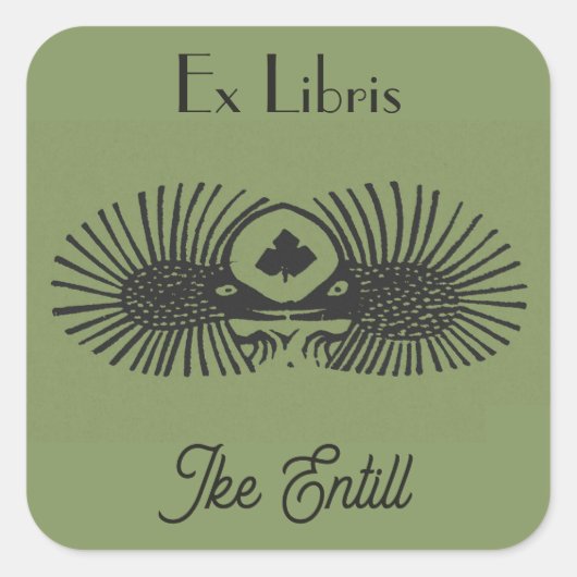 Bewerkbaar Twee Egels Ex Libris Vierkante Sticker (Voorkant)