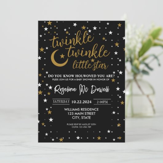 BEWERKBAAR Twinkle Twinkle Little Star, Jongensfee Kaart (Staand voorkant)