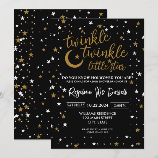 BEWERKBAAR Twinkle Twinkle Little Star, Jongensfee Kaart (Voorkant / Achterkant)