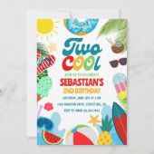 Bewerkbaar Two Cool Pool Party Beach 2de verjaarda Kaart (Voorkant)