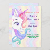 Bewerkbaar Unicorn-Baby shower Kaart (Voorkant / Achterkant)
