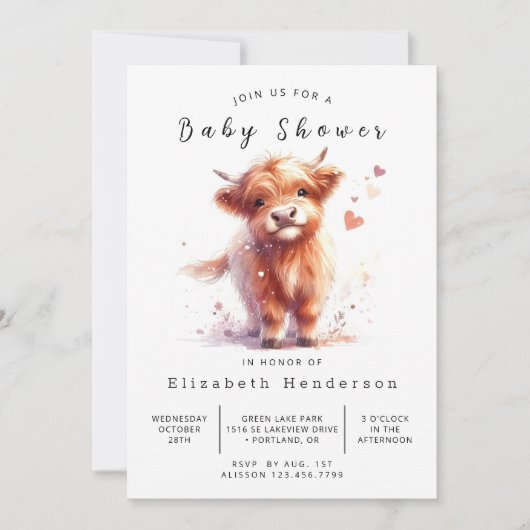 Bewerkbaar Unique Barn Koe Baby shower Kaart (Voorkant)