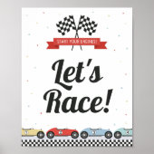 Bewerkbaar verjaardagsbord raceauto poster (Voorkant)