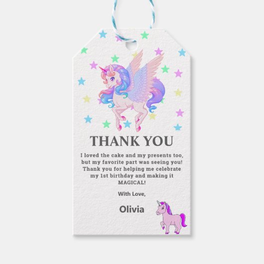 Bewerkbaar verjaardagsfeest van Unicorn Cadeaulabel (Voorkant)