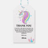 Bewerkbaar verjaardagsfeest van Unicorn Cadeaulabel (Achterkant)