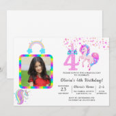 Bewerkbaar verjaardagsfeest van Unicorn Kaart (Voorkant / Achterkant)