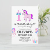 Bewerkbaar verjaardagsfeest van Unicorn Kaart (Staand voorkant)