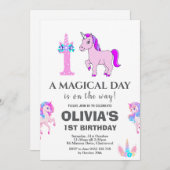 Bewerkbaar verjaardagsfeest van Unicorn Kaart (Voorkant / Achterkant)