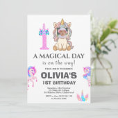 Bewerkbaar verjaardagsfeest van Unicorn Kaart (Staand voorkant)