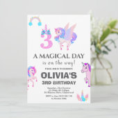 Bewerkbaar verjaardagsfeest van Unicorn Kaart (Staand voorkant)