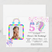 Bewerkbaar verjaardagsfeest van Unicorn Kaart (Voorkant / Achterkant)