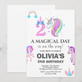 Bewerkbaar verjaardagsfeest van Unicorn Kaart (Voorkant / Achterkant)