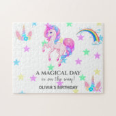 Bewerkbaar verjaardagsfeest van Unicorn Legpuzzel (Horizontaal)