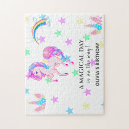 Bewerkbaar verjaardagsfeest van Unicorn Legpuzzel