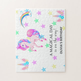 Bewerkbaar verjaardagsfeest van Unicorn Legpuzzel