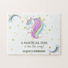 Bewerkbaar verjaardagsfeest van Unicorn Legpuzzel
