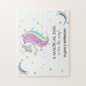 Bewerkbaar verjaardagsfeest van Unicorn Legpuzzel (Verticaal)