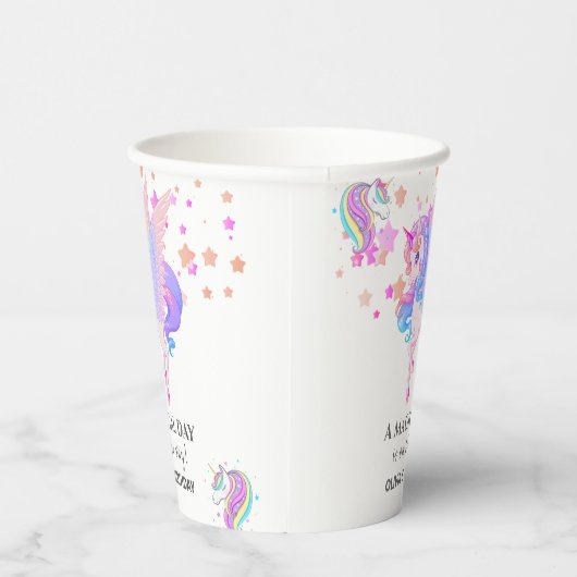 Bewerkbaar verjaardagsfeest van Unicorn Papieren Bekers (Rechts)