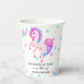 Bewerkbaar verjaardagsfeest van Unicorn Papieren Bekers (Voorkant)