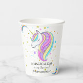 Bewerkbaar verjaardagsfeest van Unicorn Papieren Bekers (Achterkant)