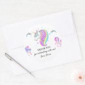 Bewerkbaar verjaardagsfeest van Unicorn Ronde Sticker (Envelop)