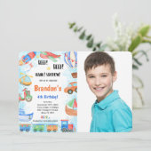 Bewerkbaar Vervoer Verjaardag Party Foto Kaart (Staand voorkant)