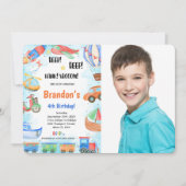 Bewerkbaar Vervoer Verjaardag Party Foto Kaart (Voorkant)