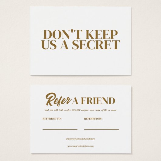 Bewerkbaar Verwijs naar een vriend Sjabloon profie Visitekaartje (Voorkant /achterkant)