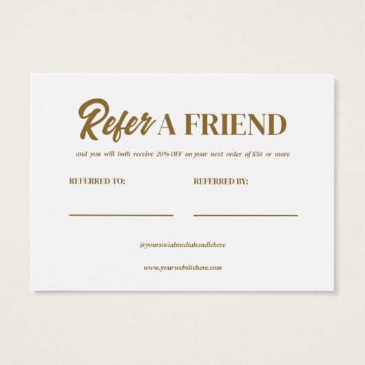 Bewerkbaar Verwijs naar een vriend Sjabloon profie Visitekaartje (Achterkant)