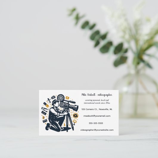 Bewerkbaar Videograaf Visitekaartje (Staand voorkant)