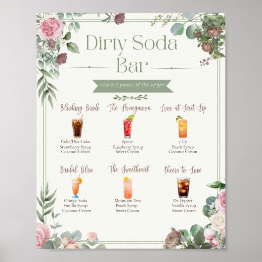Bewerkbaar vies frisdrankbar menu bord poster (Voorkant)