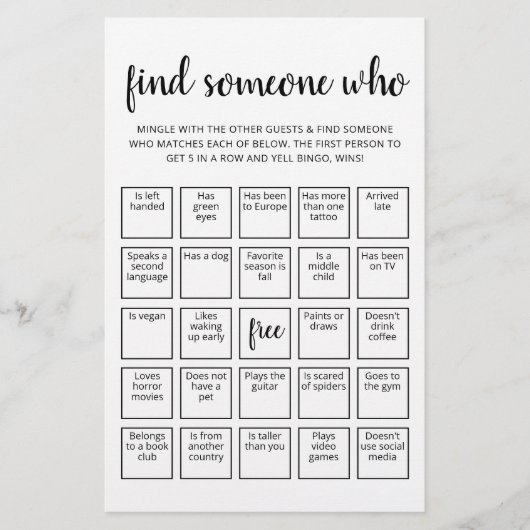 Bewerkbaar Vind Iemand Die Bingo Spel (Voorkant)