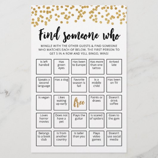 Bewerkbaar Vind Iemand Die Bingo Spel (Voorkant)