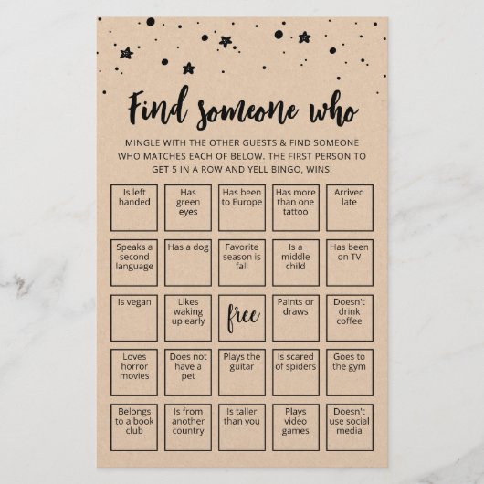 Bewerkbaar Vind Iemand Die Bingo spel (Voorkant)