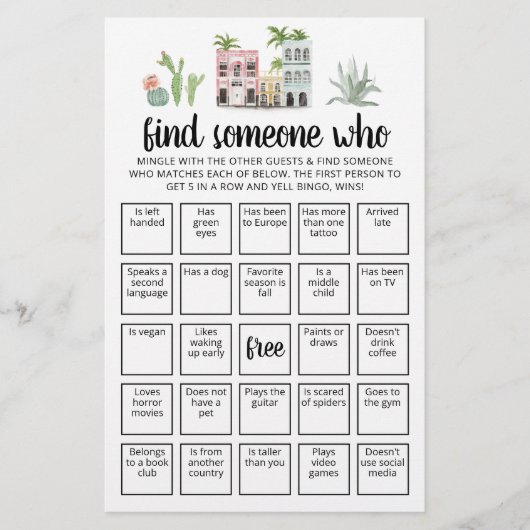 Bewerkbaar Vind Iemand Die Bingo spel (Voorkant)