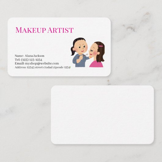 Bewerkbaar visitekaartje voor make-upservices (Voorkant / Achterkant)