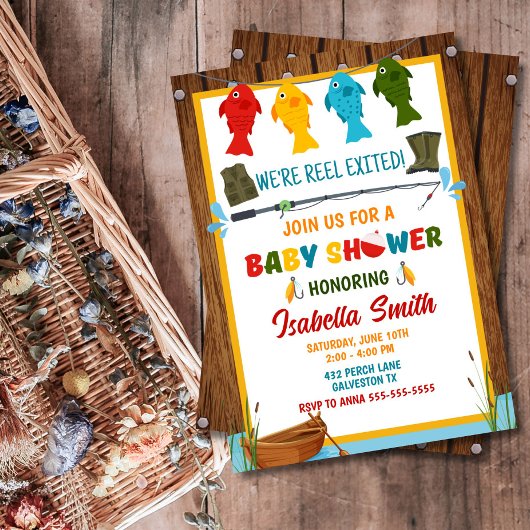 Bewerkbaar Vissen Baby shower Kaart