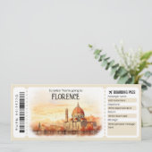 Bewerkbaar vliegticket Florence, Italië Trip Kaart (Staand voorkant)