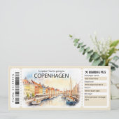 Bewerkbaar vliegticket Kopenhagen, Denemarken Trip Kaart (Staand voorkant)