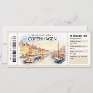 Bewerkbaar vliegticket Kopenhagen, Denemarken Trip Kaart