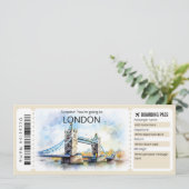 Bewerkbaar vliegticket Londen, London Trip Kaart (Staand voorkant)