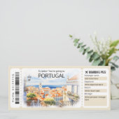 Bewerkbaar vliegticket Portugal, Portugal Trip Kaart (Staand voorkant)