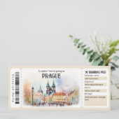 Bewerkbaar vliegticket Praag, Praag Trip Kaart (Staand voorkant)