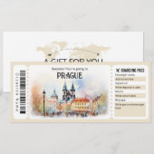 Bewerkbaar vliegticket Praag, Praag Trip Kaart (Voorkant / Achterkant)