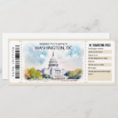 Bewerkbaar vliegticket Washington DC, Washington Kaart (Voorkant / Achterkant)